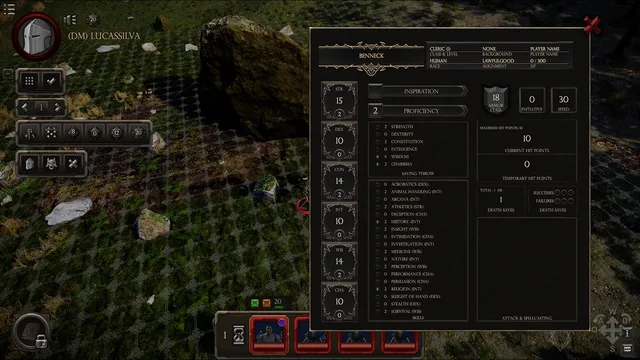 Complete character and monster sheets, integrated with dice rolls.